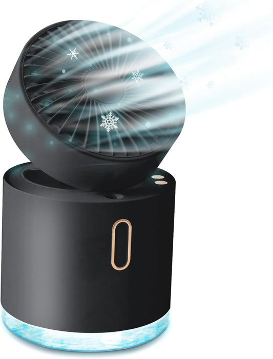 [2026 Foldable Portable Cooler] Tabletop Cooling Fan, Small, Rechargeable, Silent, 5,000 mAh Large Capacity, 30 Hours Continuous Use, Rapid Charging, Powerful, 5-in-1 Fan, Fan, Cooling, Humidification