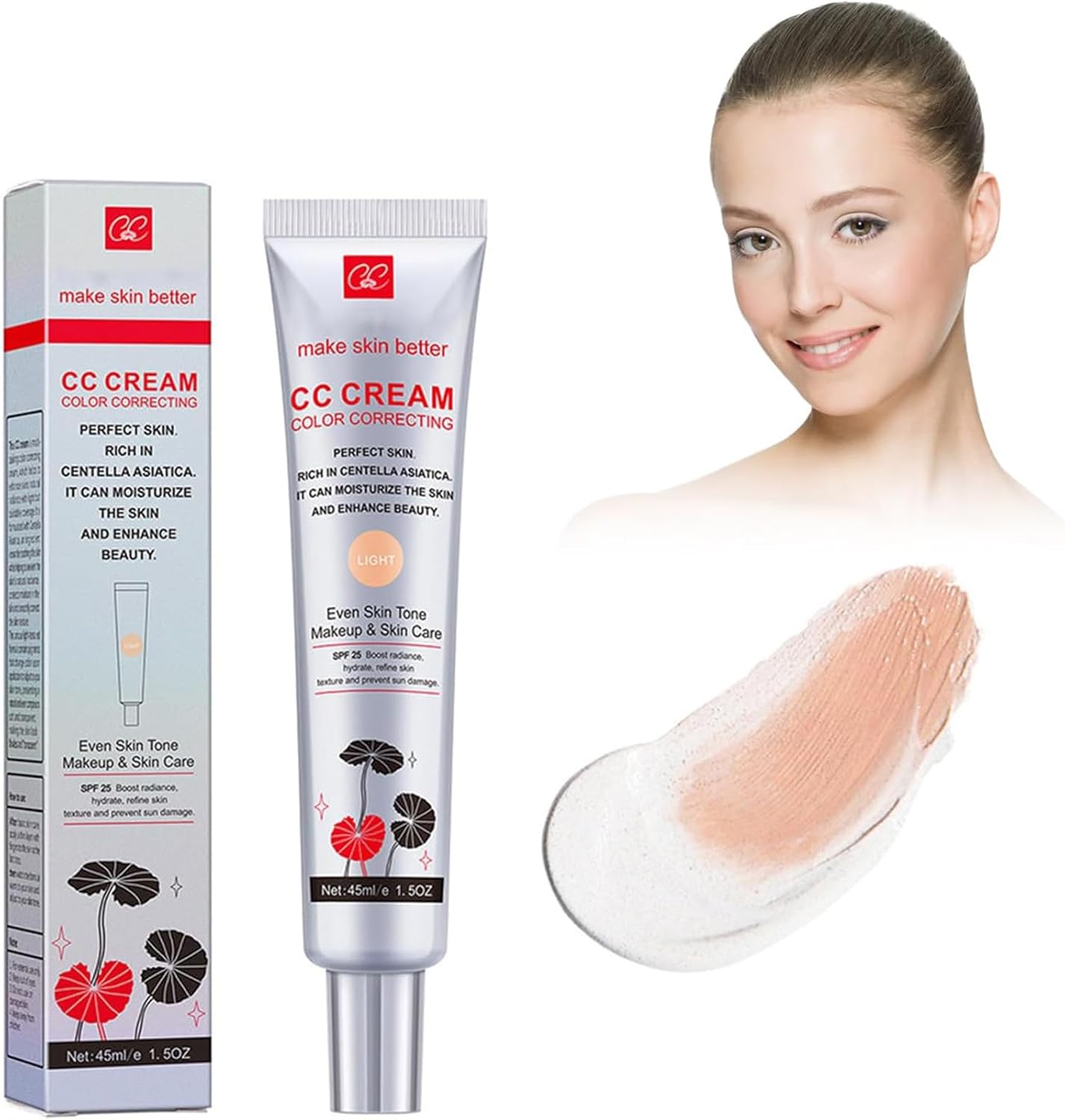 CC Cream, Color CC Moisturizing Foundation, Deep Hydration, Top Day Cream, Light Texture, Waterproof CC, Sweat Resistant CC Cream, Natural Plant Extracts, Smooth Texture (Light)