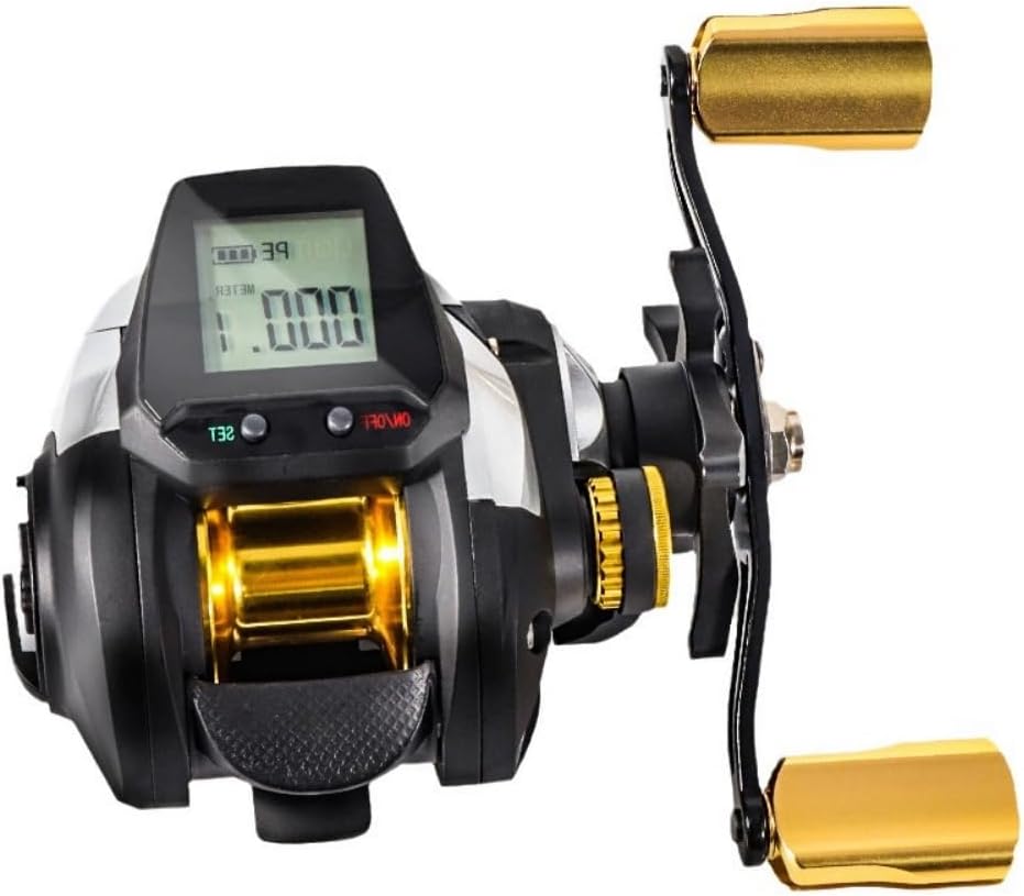 Deronder Electric Reel, Digital Display Water Drop Wheel, Fishing Reel, Smooth Reel, Lightweight Lure Reel, USB Rechargeable, Left/Right Handle, 6.3:1 Gear Ratio, Trolling Equipment, Ideal for