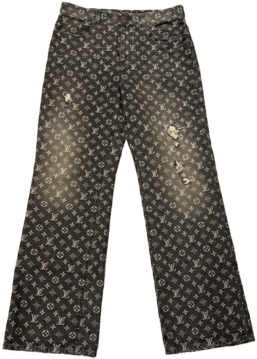 LOUIS VUITTON MONOGRAM 'DISTRESSED BAGGY' JEANS