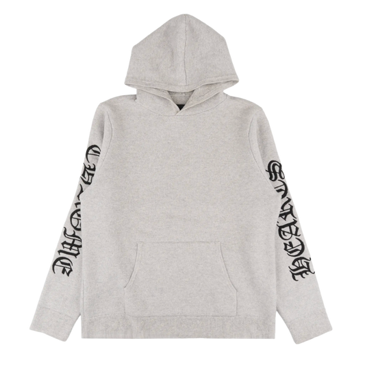 CHROME HEARTS 'GREY CASHMERE' LIFE SENTENCE EMBROIDERED HOODIE