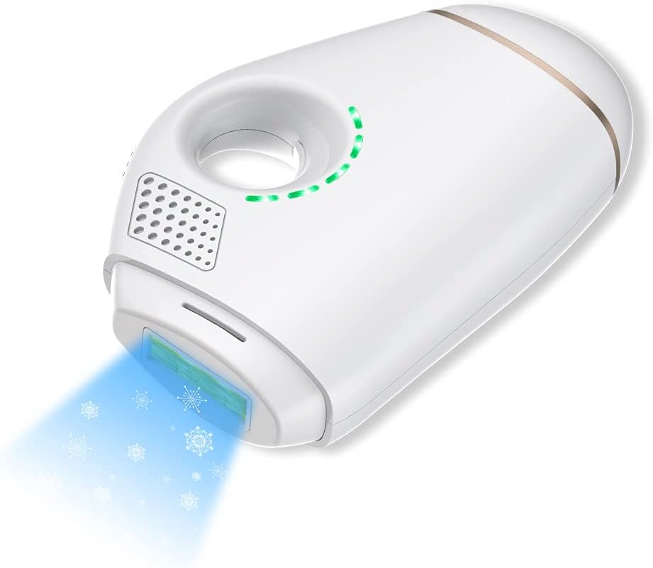 Epilator, Sapphire Cooling Air Remover, IPL Light Epilator, Light Beauty Container, 600,000 Times, 5 Adjustable Levels, For Home, Full Body, Unisex (White)