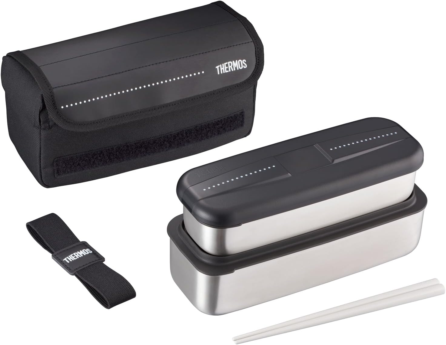 Thermos DSD-1105W D-BK Stainless Steel Fresh Lunch Box, 33.4 fl oz (1,100 ml), Dot Black