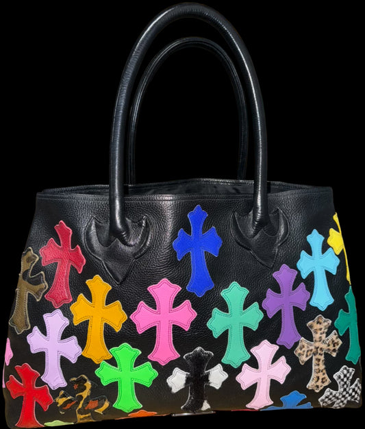 CHROME HEARTS 'MULTICOLOR PATCH' LEATHER TOTE BAG