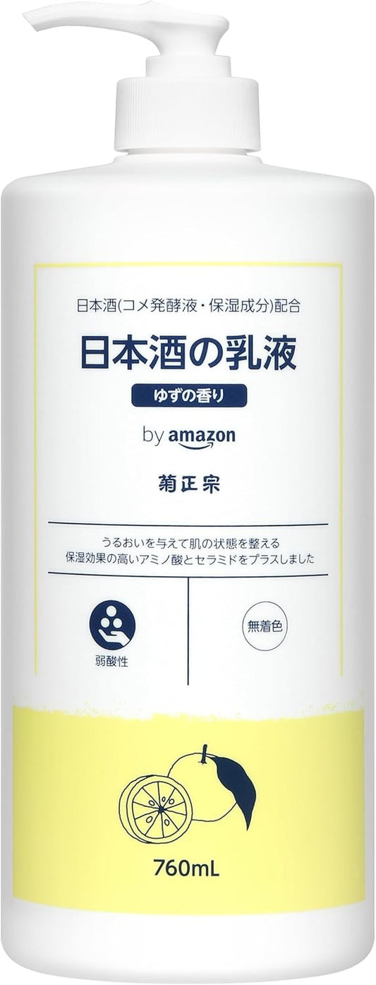 SAKE of (Seiko Of) Kiku Masamune Sake Milky Lotion, Yuzu Scent, 26.9 fl oz (760 ml), Ceramide, Large Capacity Pump