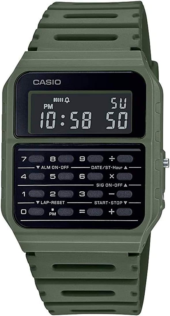 Casio CA-53WF-3B Calculator Watch with Calculator Function, Green, Genuine Box Included, Overseas Model, green