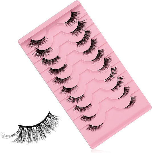 BOROLA 10 Pairs Cat Eye Half False Eyelashes, Fluffy Natural 3D Lash, Beautiful Design for Women Daily Makeup Cosplay Stage (Mix Style)