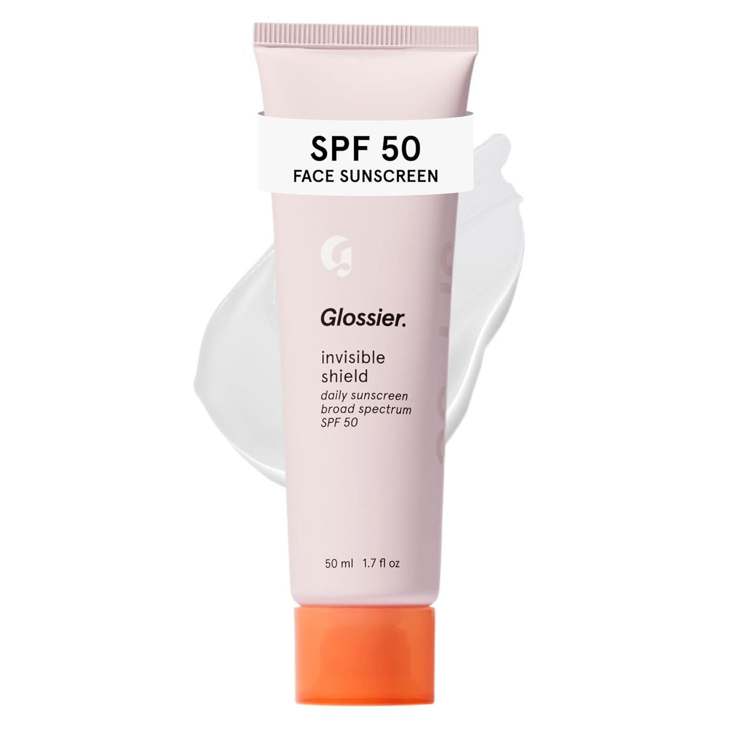 Glossier Invisible Shield Daily Face Sunscreen SPF 50 - Lightweight Gel Broad Spectrum UVA/UVB - No White Cast, Non-Comedogenic, Vegan - Smoothing Makeup Primer for Dry, Combo or Oily Skin, 50 mL