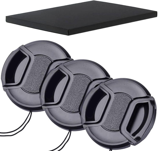 2.2 inches (55 mm) Lens Cap, Set of 3, Inner Type One-Touch Lens Cap with Shedding Prevention Hook, 2.2 inches (55 mm) Lens Protector, Front Cap