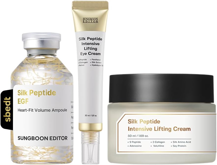 [SUNGBOON EDITOR Ingredient Editor] Silk Peptide Set (Ampoule 1.2 fl oz (35 ml) + Cream 1.7 fl oz (50 ml) + Eye Cream 1.1 fl oz (30 ml)