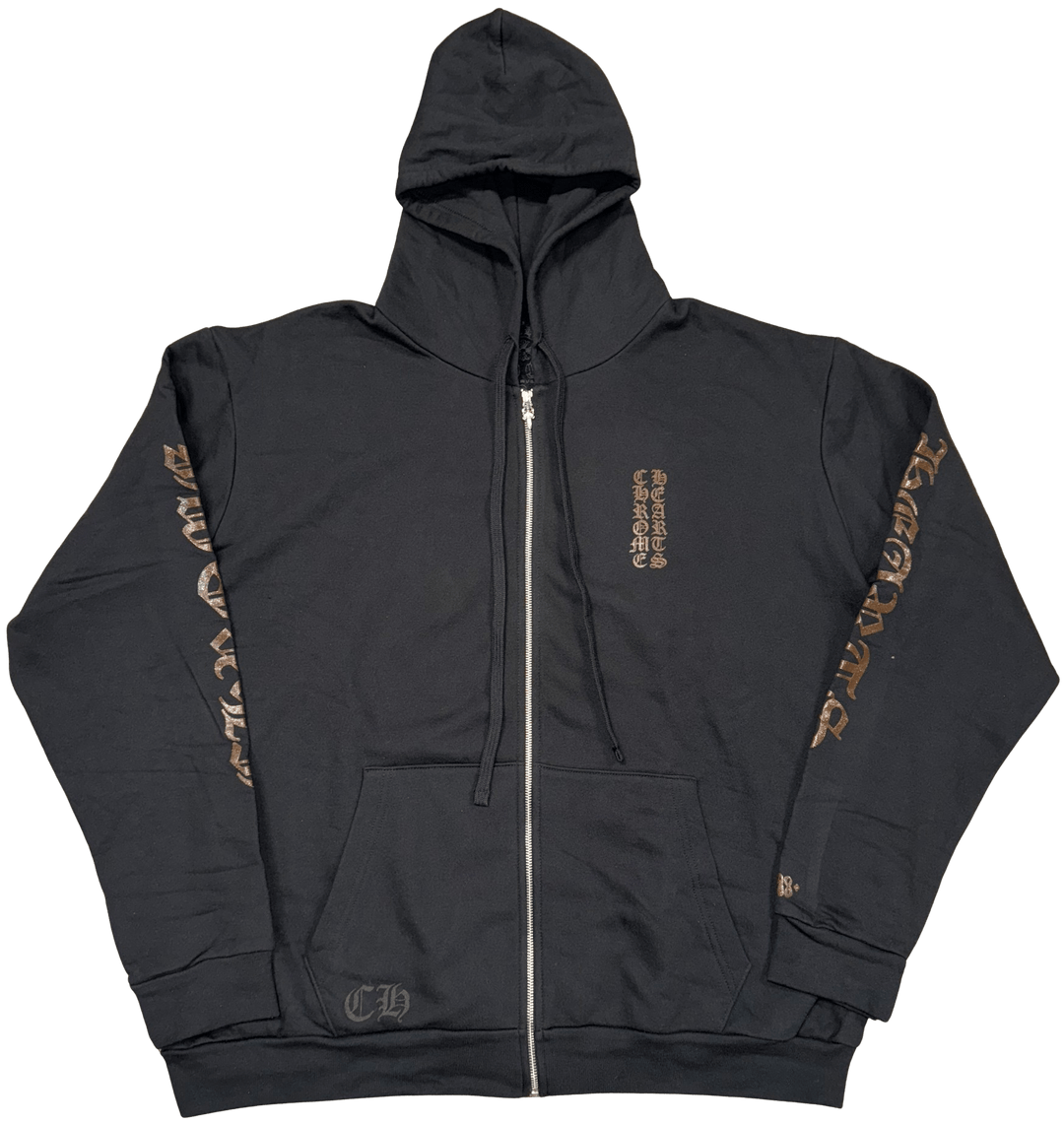 CHROME HEARTS 'BROWN GLITTER' 1988 BLACK ZIP UP HOODIE