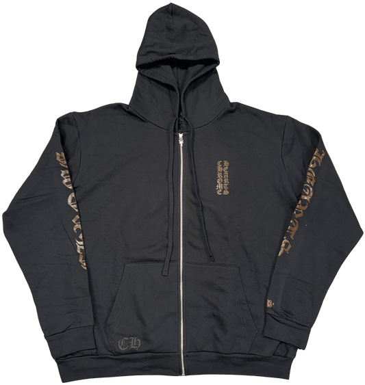 CHROME HEARTS 'BROWN GLITTER' 1988 BLACK ZIP UP HOODIE