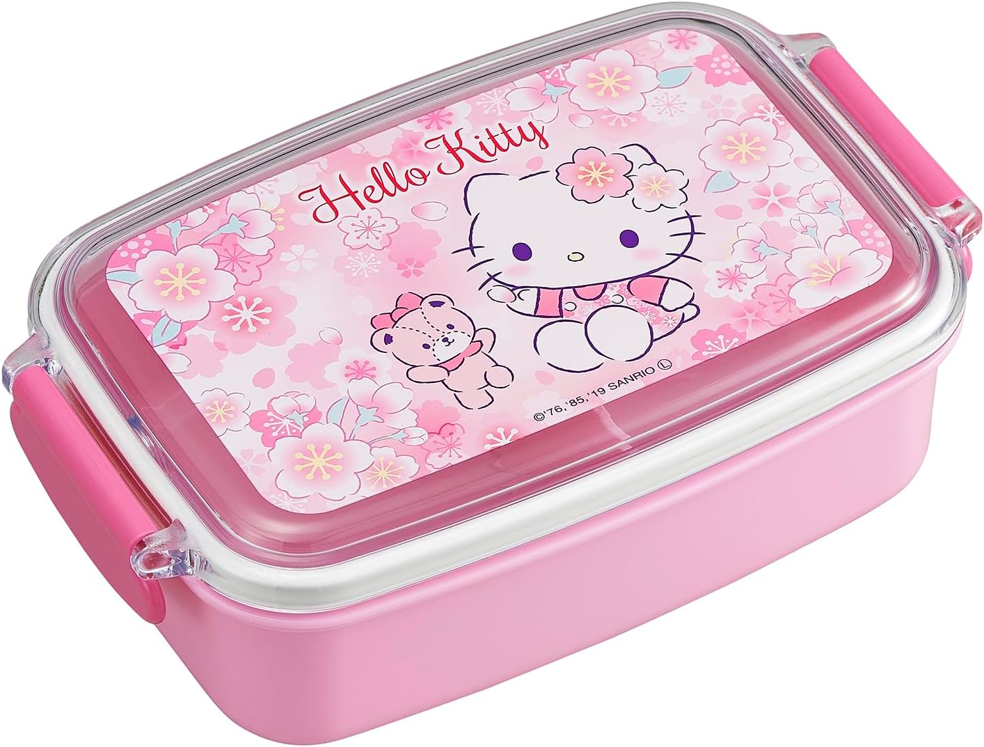 OSK (O-SUKE) Hello Kitty Sakura Lunch Box with Divider, 500ml, Made in Japan, Dishwasher and Microwave Safe, with Packing, Stylish, Cute, for Children, Elementary School Students, PL-1R
