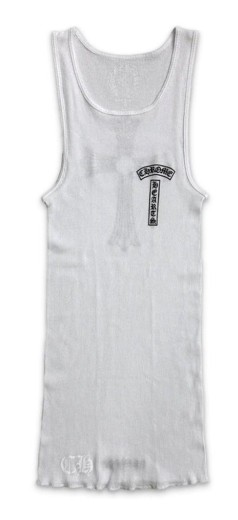 CHROME HEARTS 'WHITE' T BAR CROSS TANK TOP