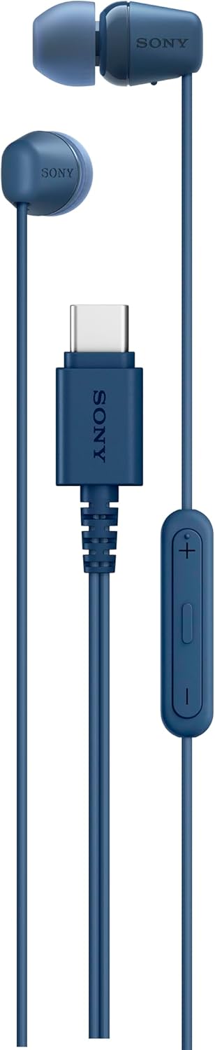 ソニー IER-EX15C USB-Cプラグ 有線インイヤーヘッドホン iPhone/Androidフォン用 多機能ボタン内蔵 音量とマイクコントロール USBオーディオクラス1.0デバイス対応 ブルー