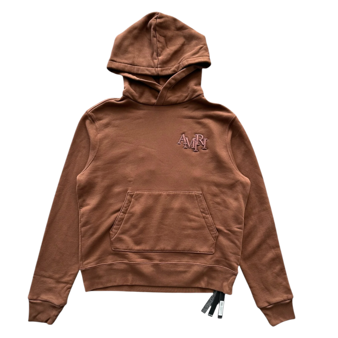 AMIRI 'STAGGERED LOGO' BROWN HOODIE