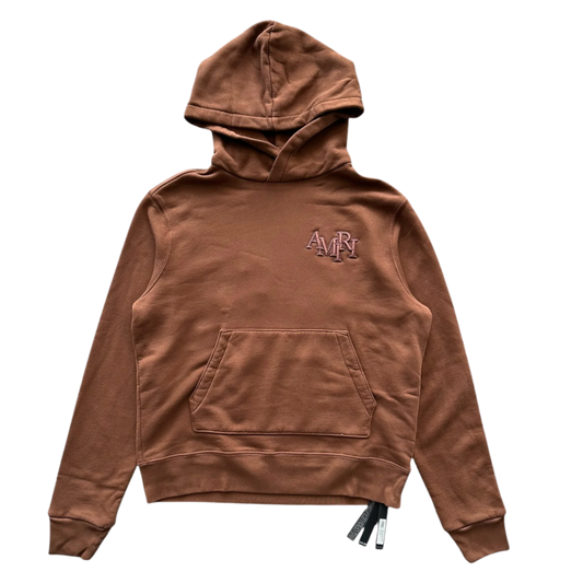AMIRI 'STAGGERED LOGO' BROWN HOODIE