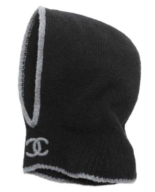 CHANEL 'BLACK/GREY' CASHMERE & SILK CC BALACLAVA