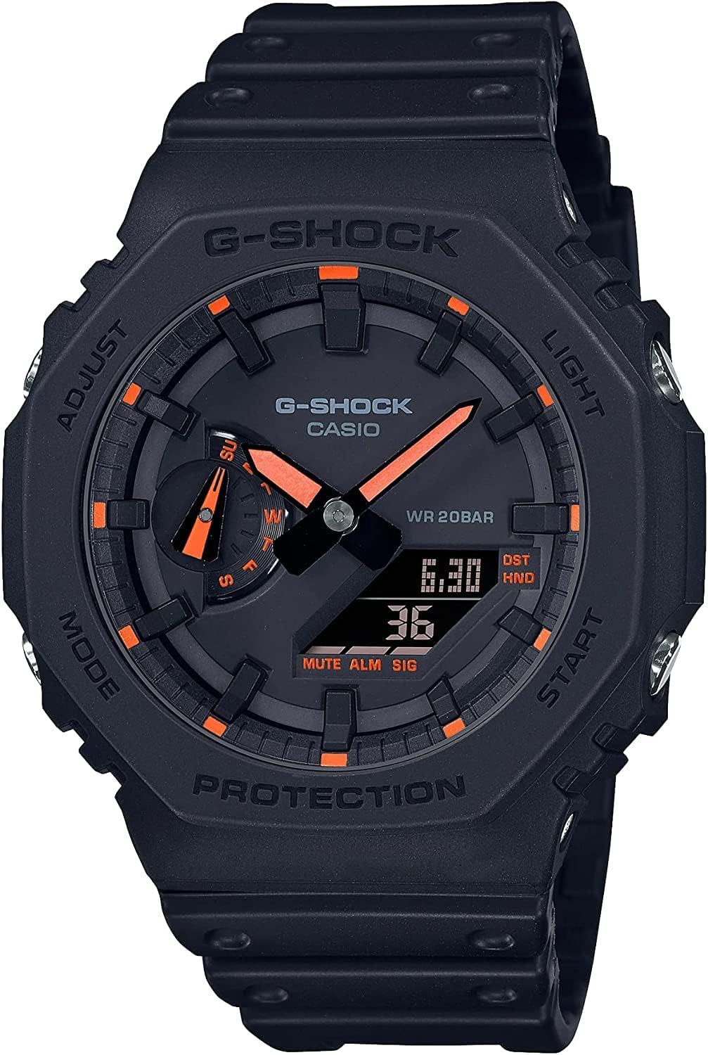 G-Shock Men's GA2100-1A4 Neon Accent Watch, Red, One Size, Digital, red, Digital