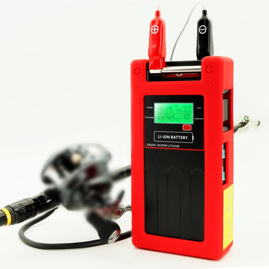 新型専用電動リールリチウムバッテリー .14.8V 296WH ダイワ&シマノ電動リール対応 (USBポート2個とキャリングストラップ付き)