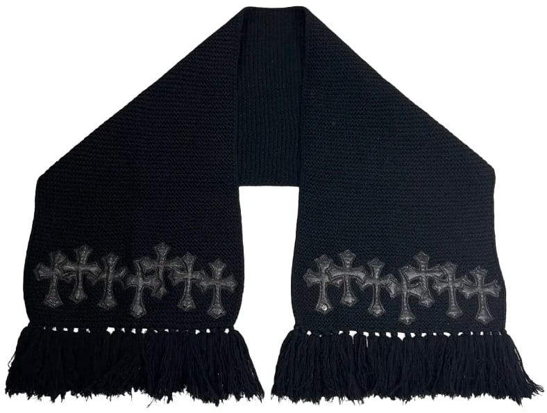 CHROME HEARTS 'BLACK/BLACK' CROSS PATCH SCARF