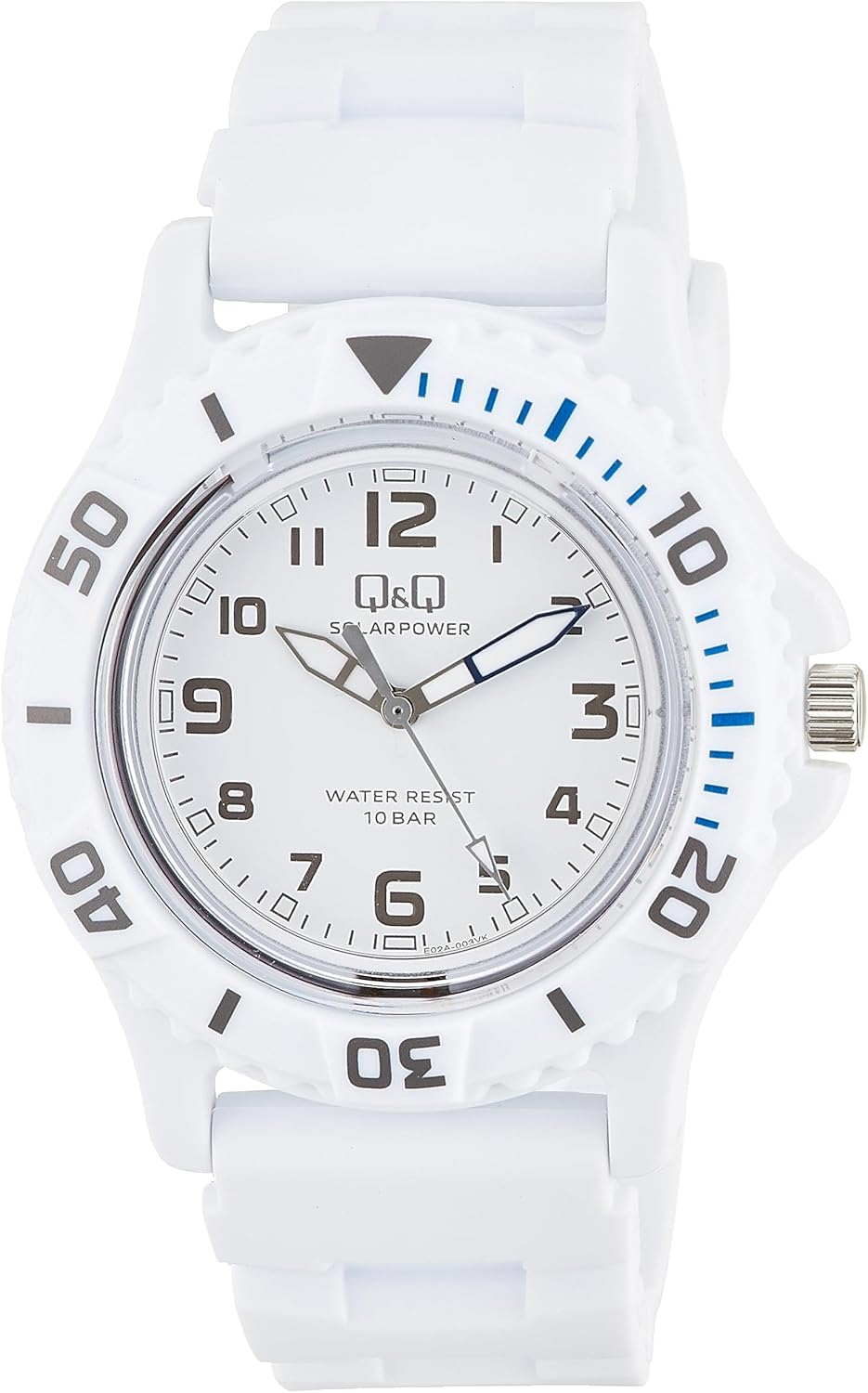 Citizen Q&Q Analog Solar Watch, 10 ATM Water-Resistance, Urethane Strap, white/white, Classic