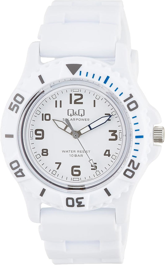 Citizen Q&Q Analog Solar Watch, 10 ATM Water-Resistance, Urethane Strap, white/white, Classic