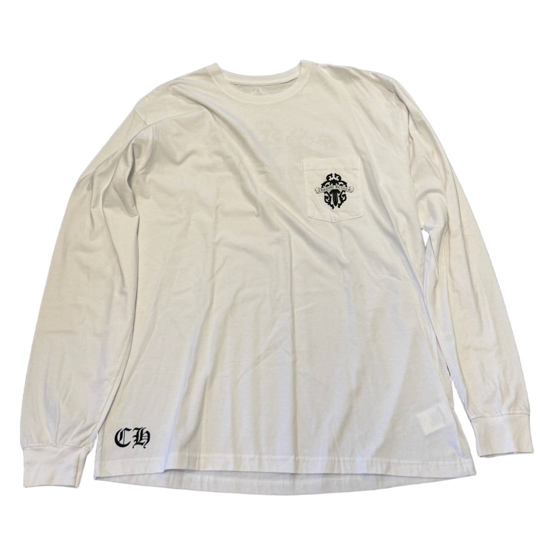CHROME HEARTS 'MADE IN HOLLYWOOD DAGGER' WHITE POCKET LONGSLEEVE