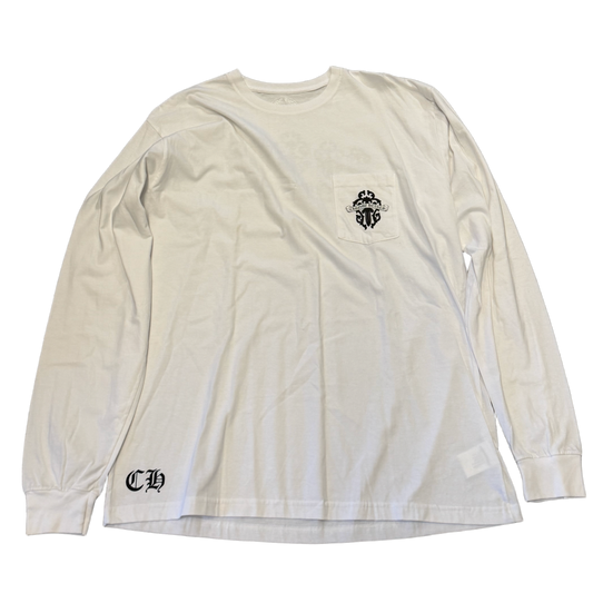 CHROME HEARTS 'MADE IN HOLLYWOOD DAGGER' WHITE POCKET LONGSLEEVE