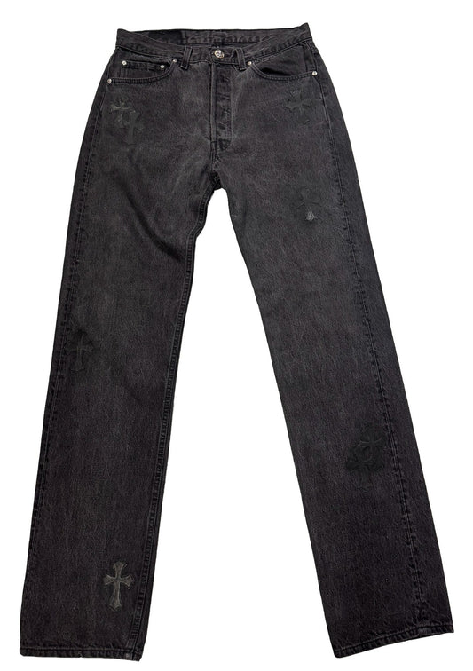 CHROME HEARTS 'BLACK' 15 PATCH BLACK JEANS