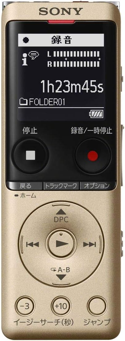 Sony ICD-UX570F N 4 GB Thin and Light / S Microphone System / Up to 22 Hours Continuous Use, Clear Voice Function, Gold