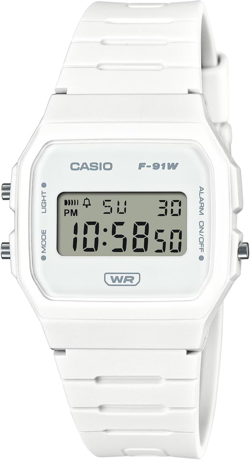 Casio F-91WB Series Digital Unisex Watch, Simple Packaging, Biomass Plastic Band, White F-91WB-7A