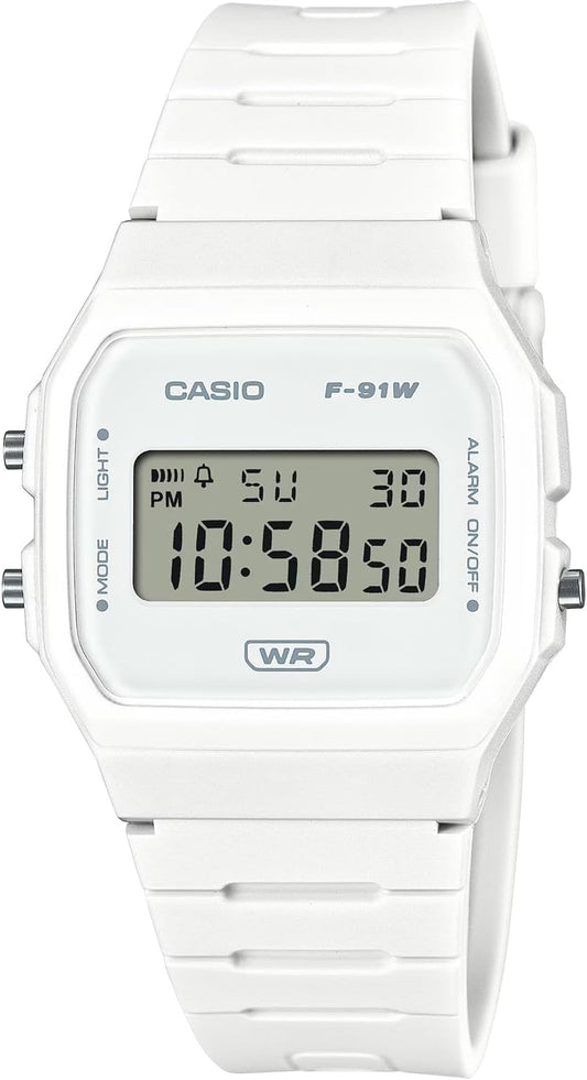 Casio F-91WB Series Digital Unisex Watch, Simple Packaging, Biomass Plastic Band, White F-91WB-7A