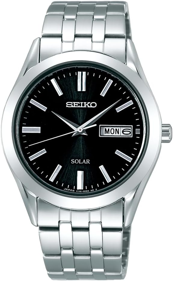 [セイコーウォッチ] 腕時計 セイコー セレクション ソーラー ブラック文字盤 サファイアガラス 日付・曜日表記 SBPX083 メンズ シルバー