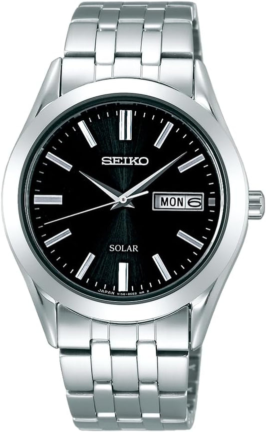 [セイコーウォッチ] 腕時計 セイコー セレクション ソーラー ブラック文字盤 サファイアガラス 日付・曜日表記 SBPX083 メンズ シルバー