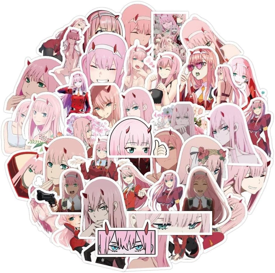 02 Zero Two Stickers, Waterproof, Anime Goods, For Computers, Phones, Notebooks, Cars, Students, Stylish, Cute, Perfect Christmas Gifts, Unofficial