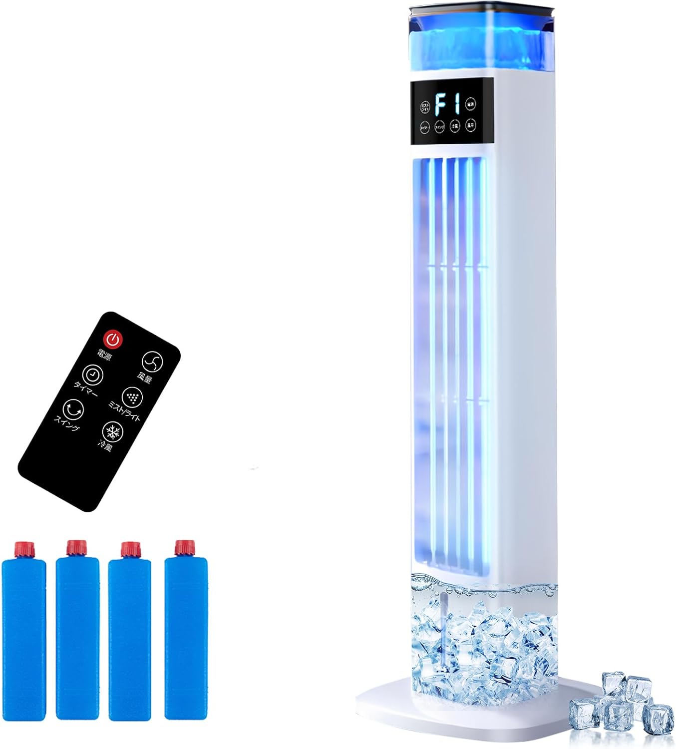 Saluyar 2026 Model Cooling Fan Humidifier, 2-in-1, 37.4 inches (95 cm) Height, Tower Fan, Cool Fan, Quiet, Auto Oscillation, 3 Levels of Air Flow Adjustment, Spot Cooler, Energy Saving, 24 H Timer