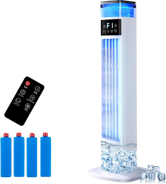 Saluyar 2026 Model Cooling Fan Humidifier, 2-in-1, 37.4 inches (95 cm) Height, Tower Fan, Cool Fan, Quiet, Auto Oscillation, 3 Levels of Air Flow Adjustment, Spot Cooler, Energy Saving, 24 H Timer