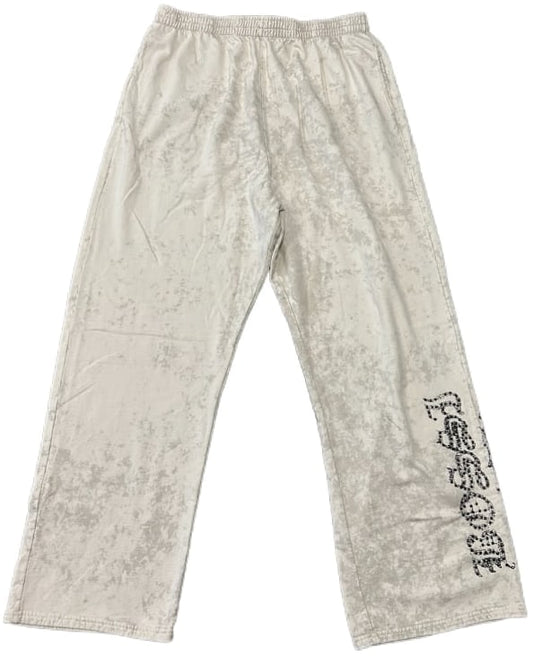 BOSSI 'BLUE SKULL DAGGER' WHITE SWEATPANTS