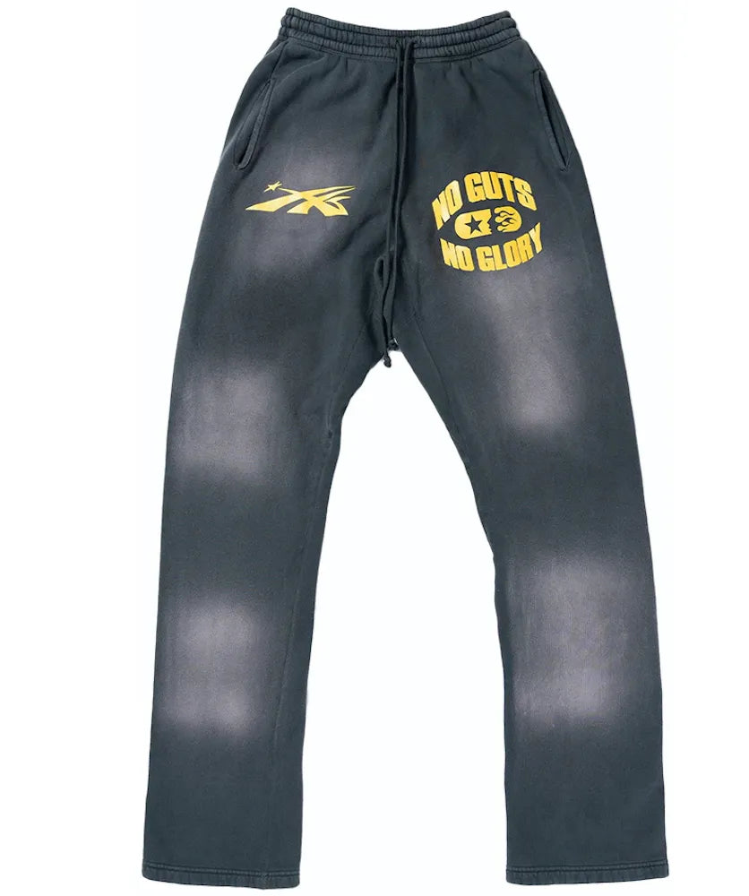 HELLSTAR 'NO GUTS NO GLORY' BLACK FLARE SWEATPANTS