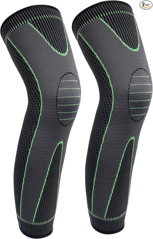 Knee Supporter, Long Compression Leg Sleeves (2 Pieces), Sports, For Both Knees, Suitable for Daily Life, Pain Relief, Anti-Slip, Breathable, Heat Retention, Excellent Elasticity, Unisex