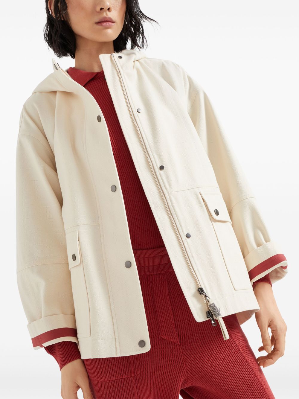 Brunello Cucinelli Hooded Canvas防水ジャケット - Image 1