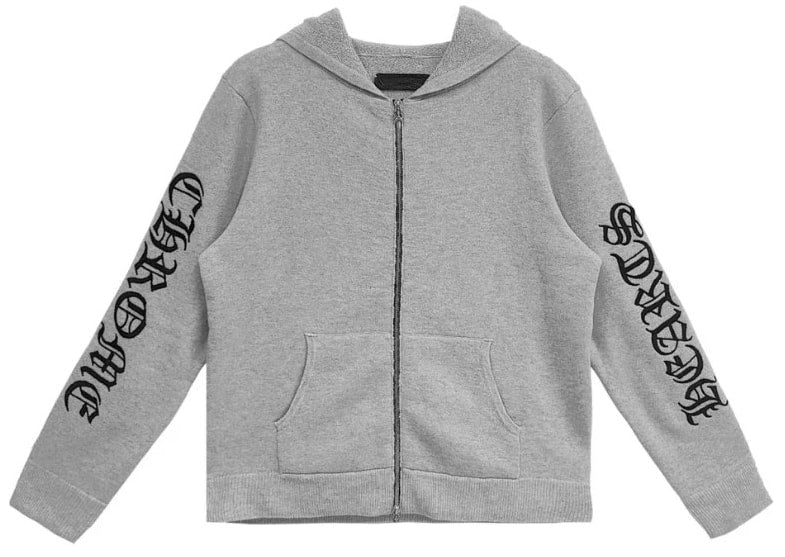 CHROME HEARTS 'GREY' CASHMERE ZIP UP