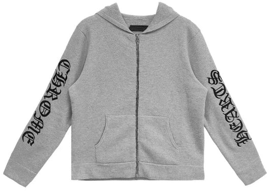 CHROME HEARTS 'GREY' CASHMERE ZIP UP