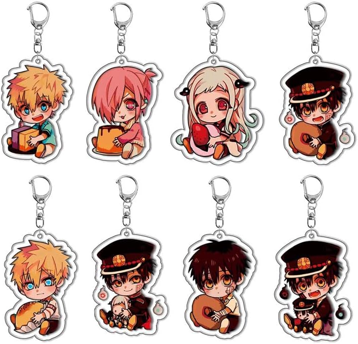 LSMLAILEXIN Keychain, Hanako-kun, Minamoto Hiko, Set of 8, Moe Goods, Acrylic, Popular, Lightweight, Portable, Key, Automobile, Bag, Decorative, Cosplay Accessory, Everyday Use, Birthday, Present