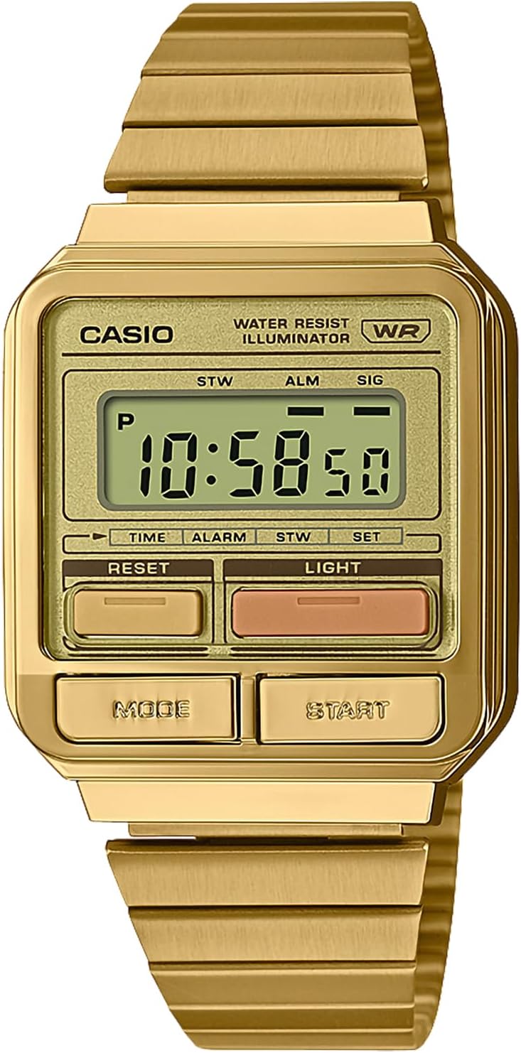Casio A120WEG-9AJF Wristwatch, Standard, Unisex, gold, Bracelet Type