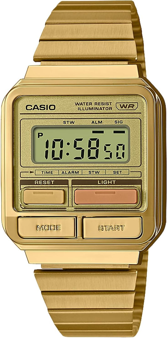 Casio A120WEG-9AJF Wristwatch, Standard, Unisex, gold, Bracelet Type