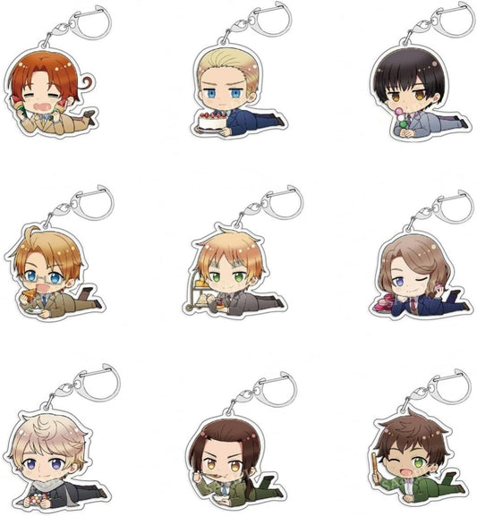 ヘタリア風 グッズ キーホルダー 日本 イギリス イタリア ヘタリア オシャレ 可愛い 携帯 装飾 アクリル製品 アニメ セット販売 日常 誕生日 贈り物 取付簡単 かばん掛け 鍵 グッズ 小道具[非公式] [並行輸入品]