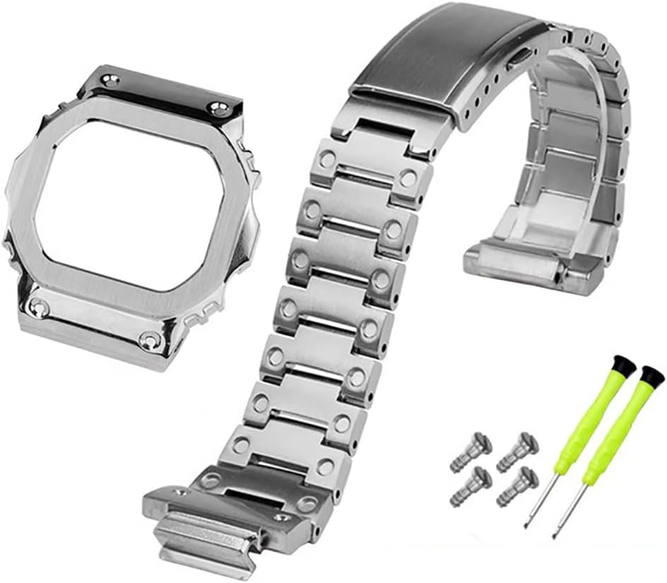 [Zealbeaty] Stainless Steel Watch Band for V4.0 GW-M5610DW5600 GW-5000 DW-5030G-5600 Watch Band and Case Solid Steel Bezel