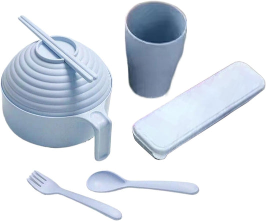 Ramen Bowl Set, Ramen Bowl Cooker Set - Ramen Bowl Set Noodle Instant Cooker Bowl Set, Noodle Bowl with Handle and Lid for Ramen, Pho, Udon, Buckwheat, Asian Food